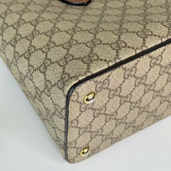 Gucci GG Logo Supreme Shoulder Bag Crossbody Beige & Brown Canvas - Picture 6 of 10